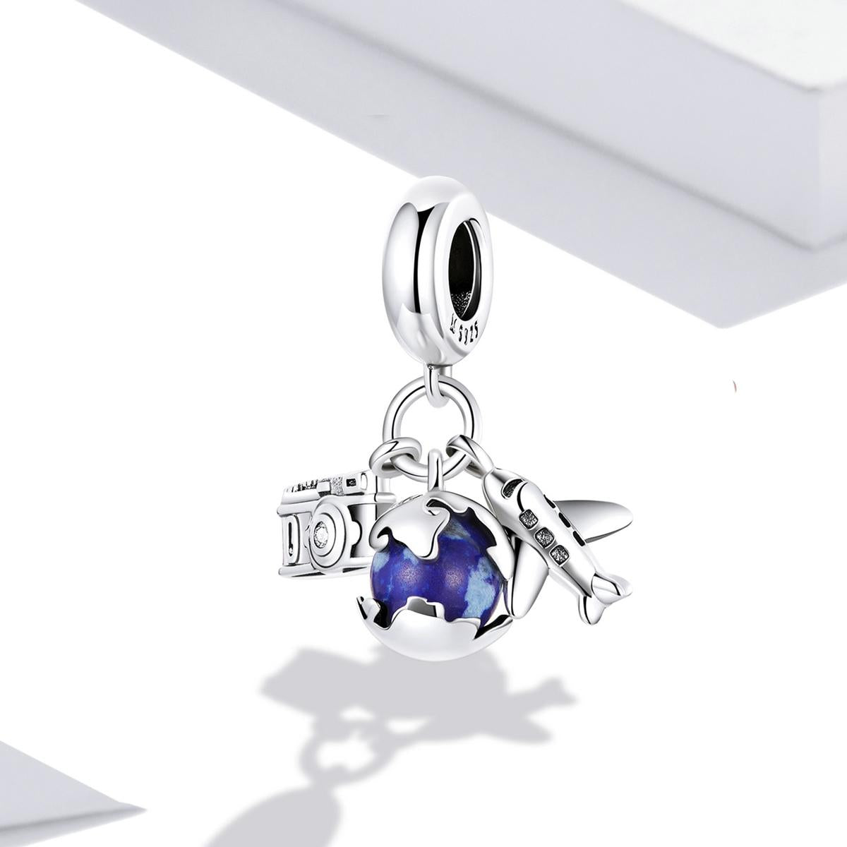925 Sterling Silver Blue Zircon Aircraft Pendant For Diy Bracelets & Necklaces 3