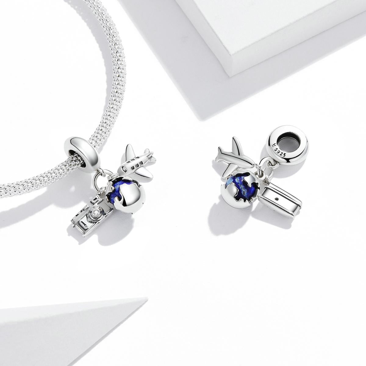 925 Sterling Silver Blue Zircon Aircraft Pendant For Diy Bracelets & Necklaces 6