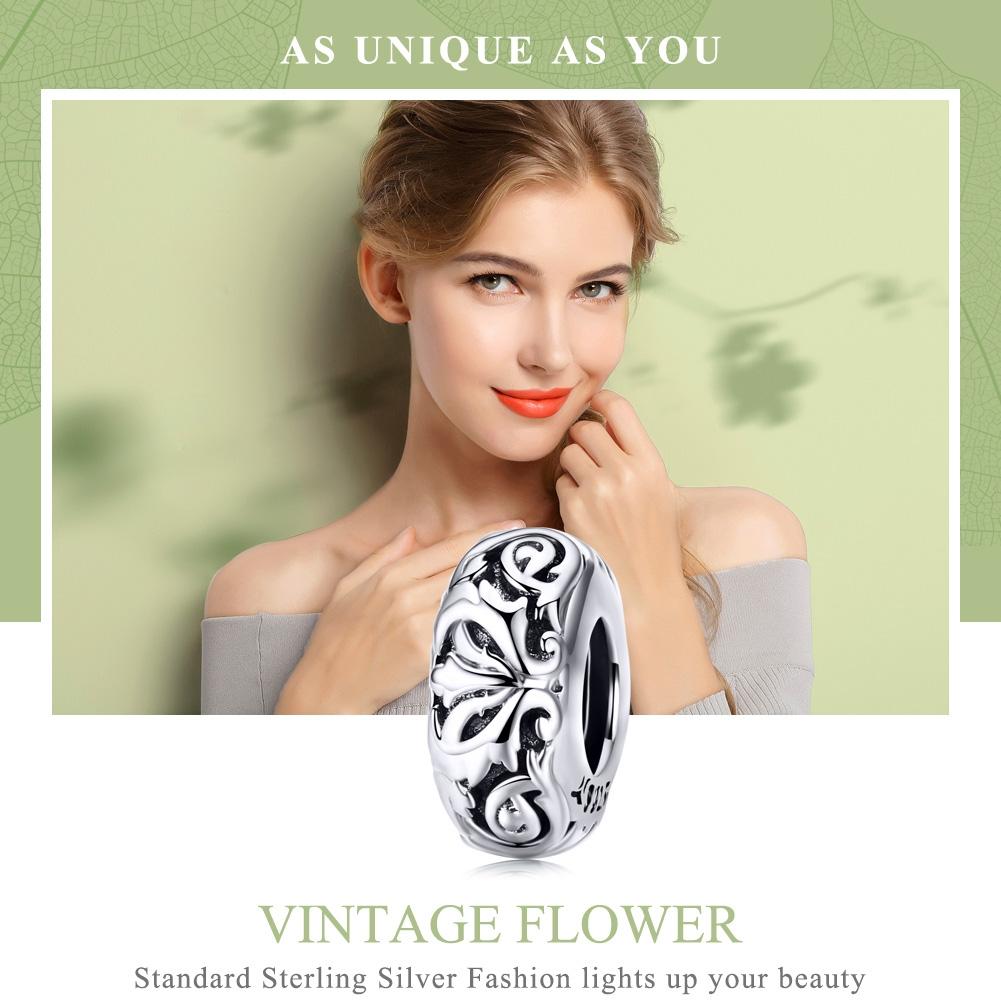 925 Sterling Silver Flower Beads Bracelet Hollow Pattern 4