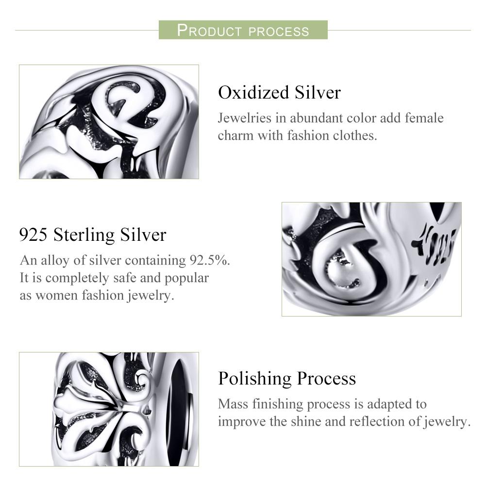 925 Sterling Silver Flower Beads Bracelet Hollow Pattern 5