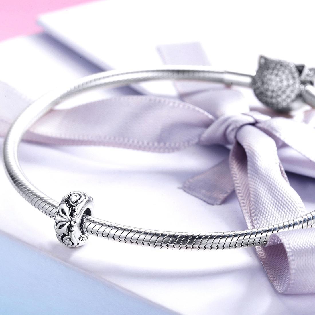 925 Sterling Silver Flower Beads Bracelet Hollow Pattern 7