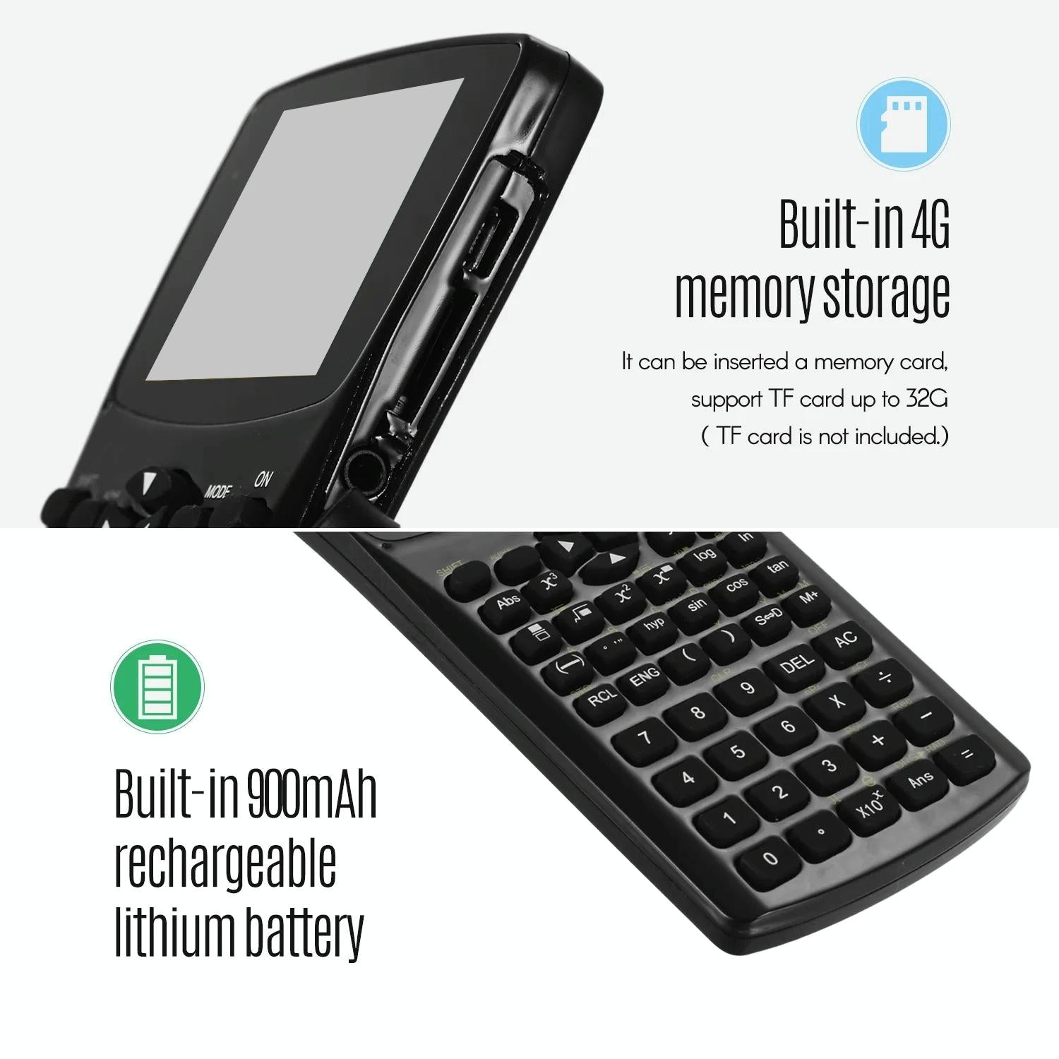 2.4 Inch Anti Peeping Scientific Calculator With Display Sound Recording Radio Music & Video 7