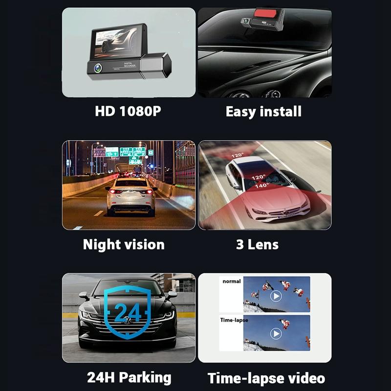 1080p Hd Multi-language Driving Recorder with 3 Lenses 12