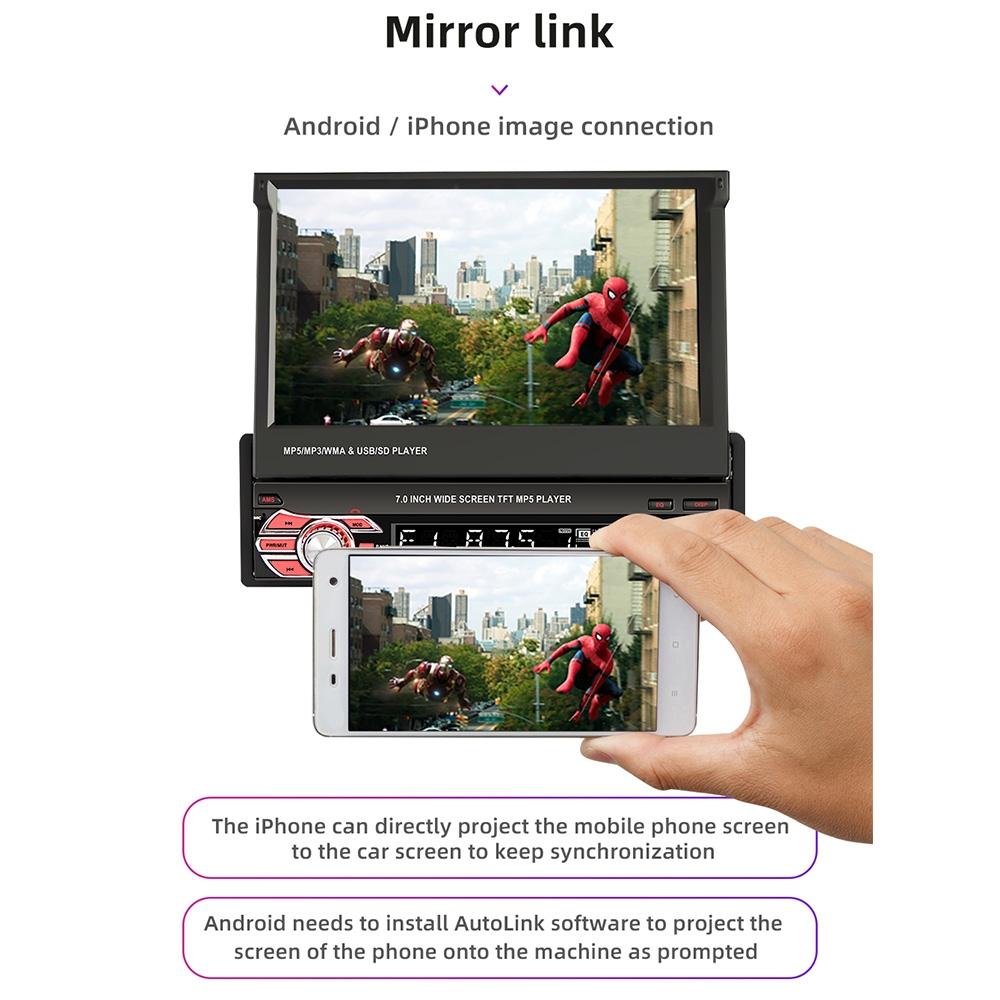 7 Inch Carplay Mp5 Player W / Retractable Screen Fm Bluetooth Tf Card - 9601C 7