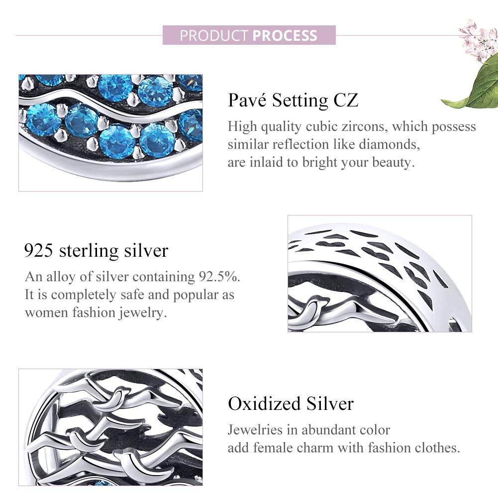 925 Sterling Silver Blue Seagull Beaded Bracelet Accessories 5