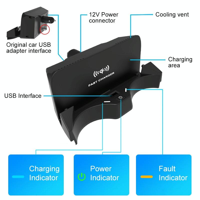 Wireless Car Charger for Bmw X1 2020-2022 - 10w Qi Quick Charge 3