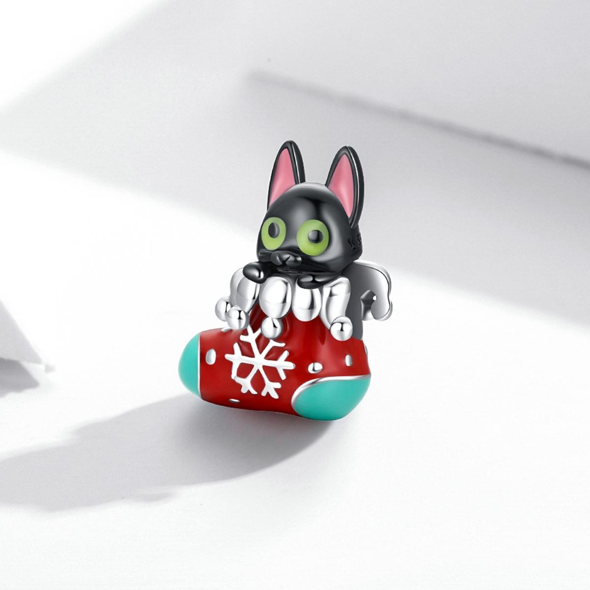 925 Sterling Silver Christmas Sock Cat Beads For Diy Bracelets & Necklaces 3