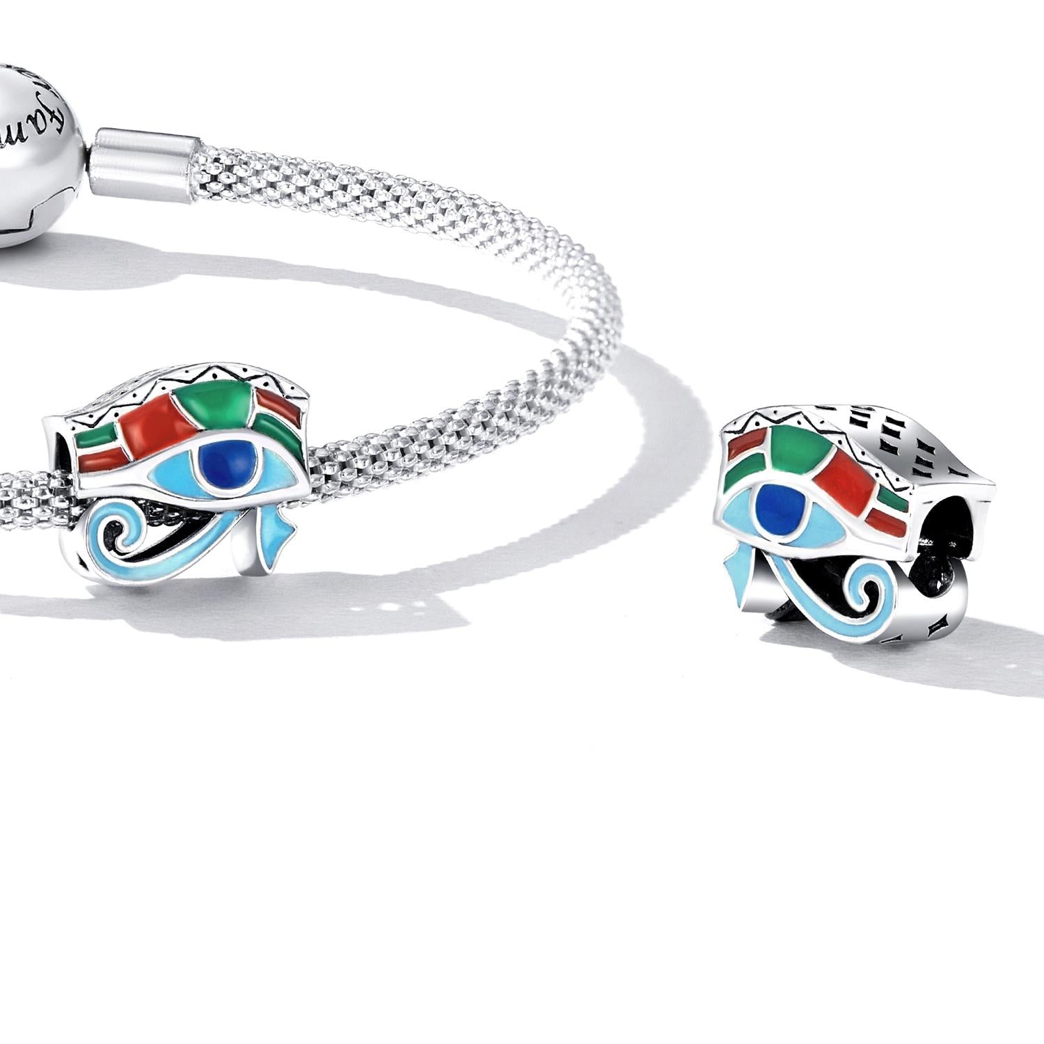 925 Sterling Silver Eye Of Horus Bracelet / Necklace Beads 6