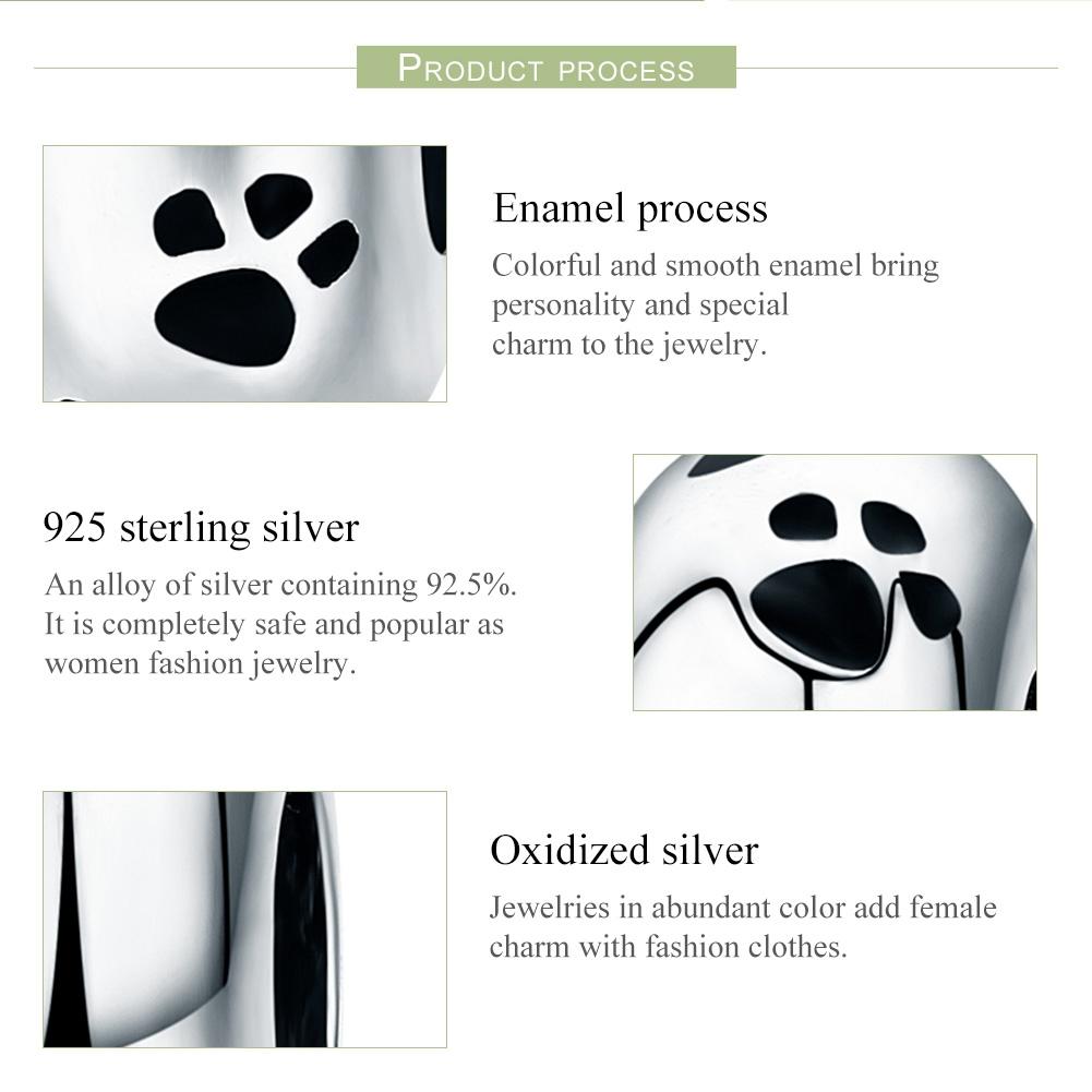 925 Sterling Silver Pet Imprint Diamond Bead Bracelet Accessory 5