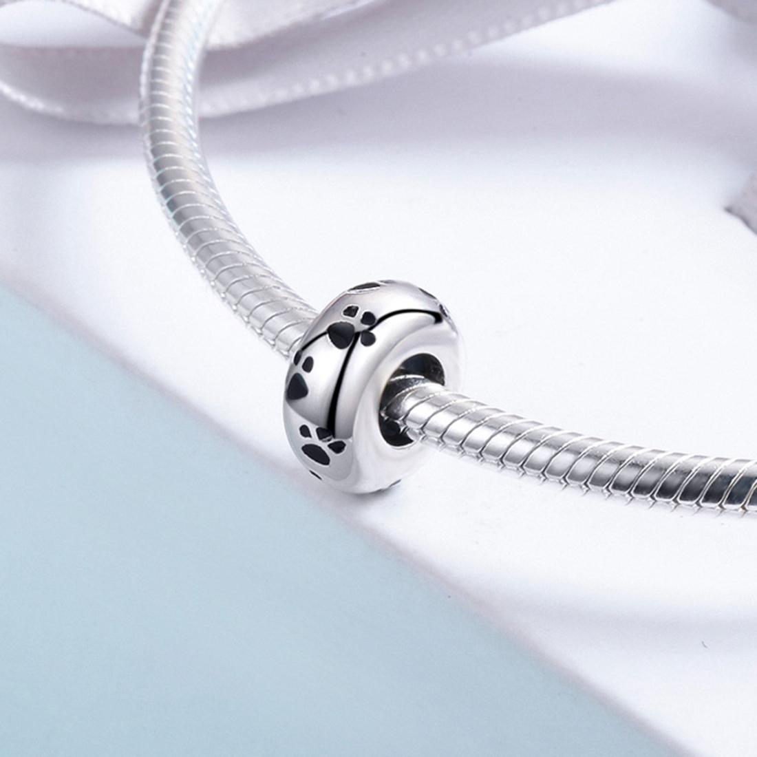 925 Sterling Silver Pet Imprint Diamond Bead Bracelet Accessory 7