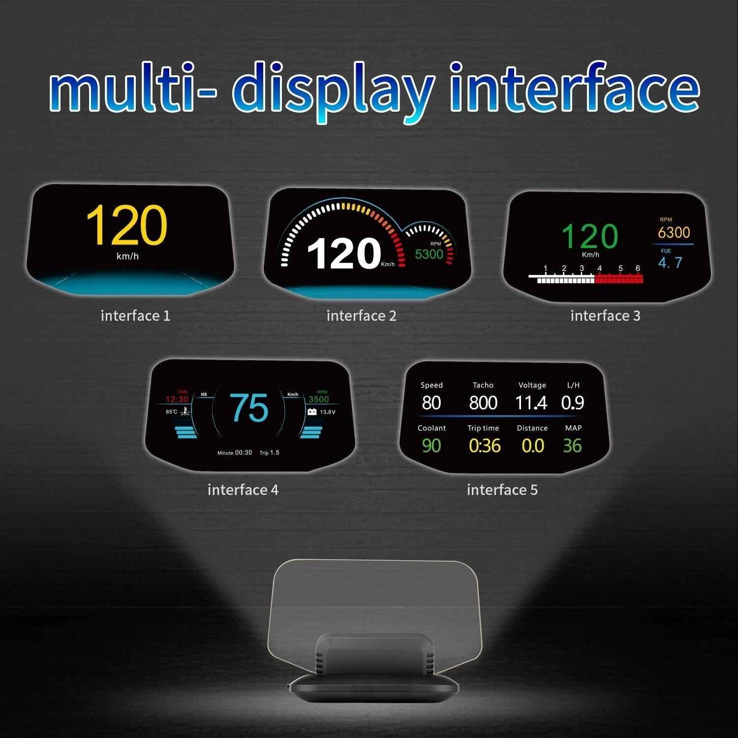 Car Hud Display Compass Speed Temp Voltage Alarm 4