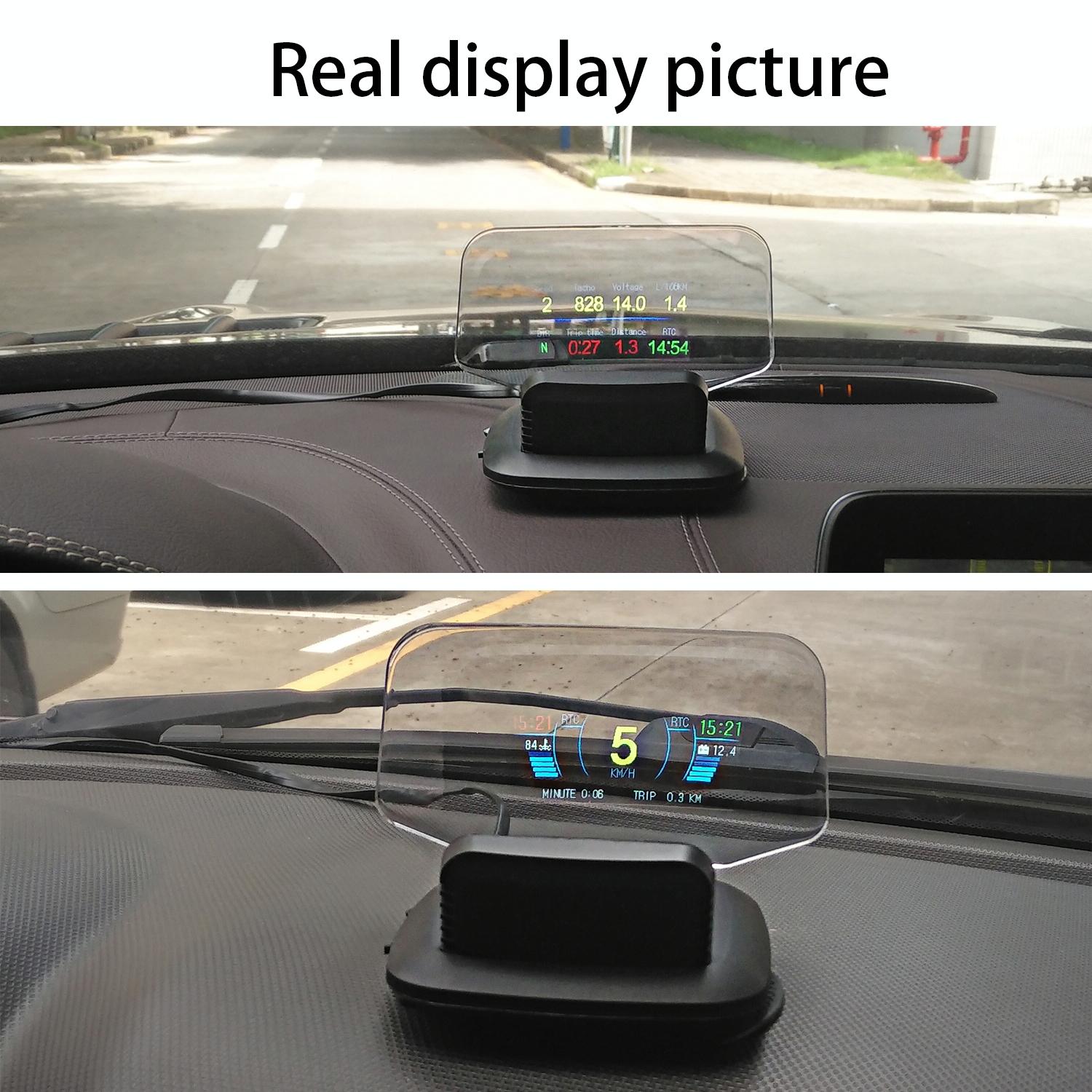 Car Hud Display Compass Speed Temp Voltage Alarm 5