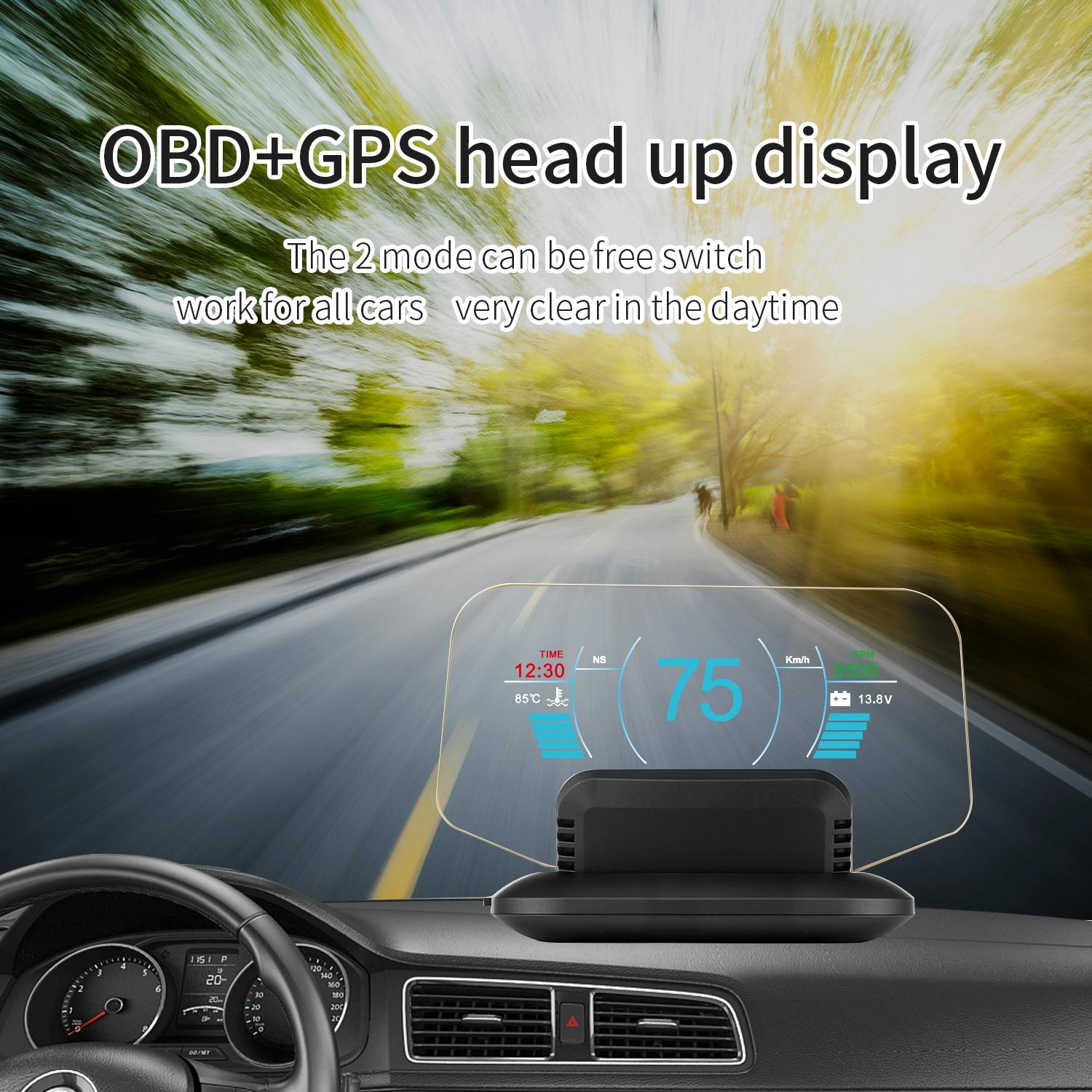 Car Hud Display Compass Speed Temp Voltage Alarm 7