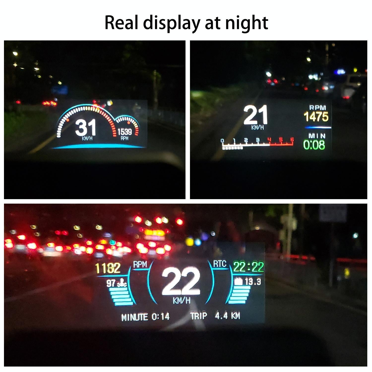 Car Hud Display Compass Speed Temp Voltage Alarm 13