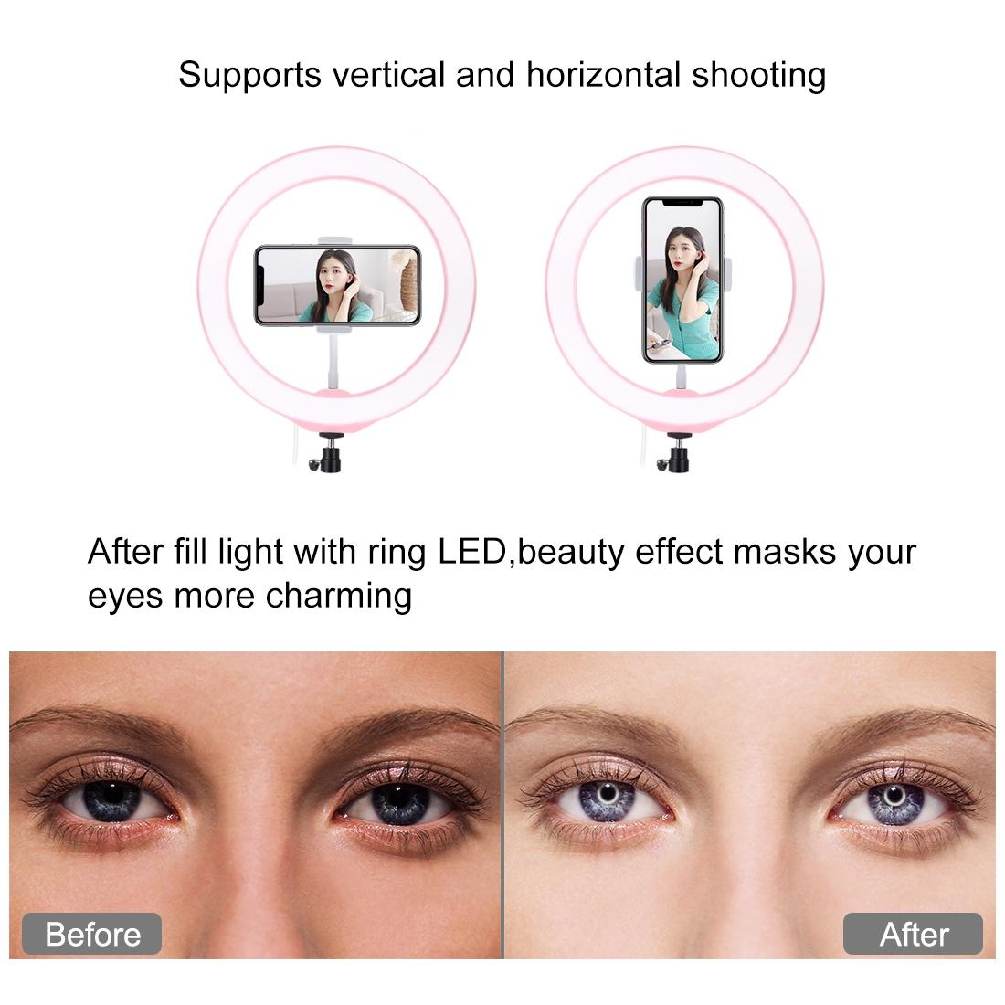 26cm Dimmable Led Ring Light with Tripod and Phone Clamp - Black 5