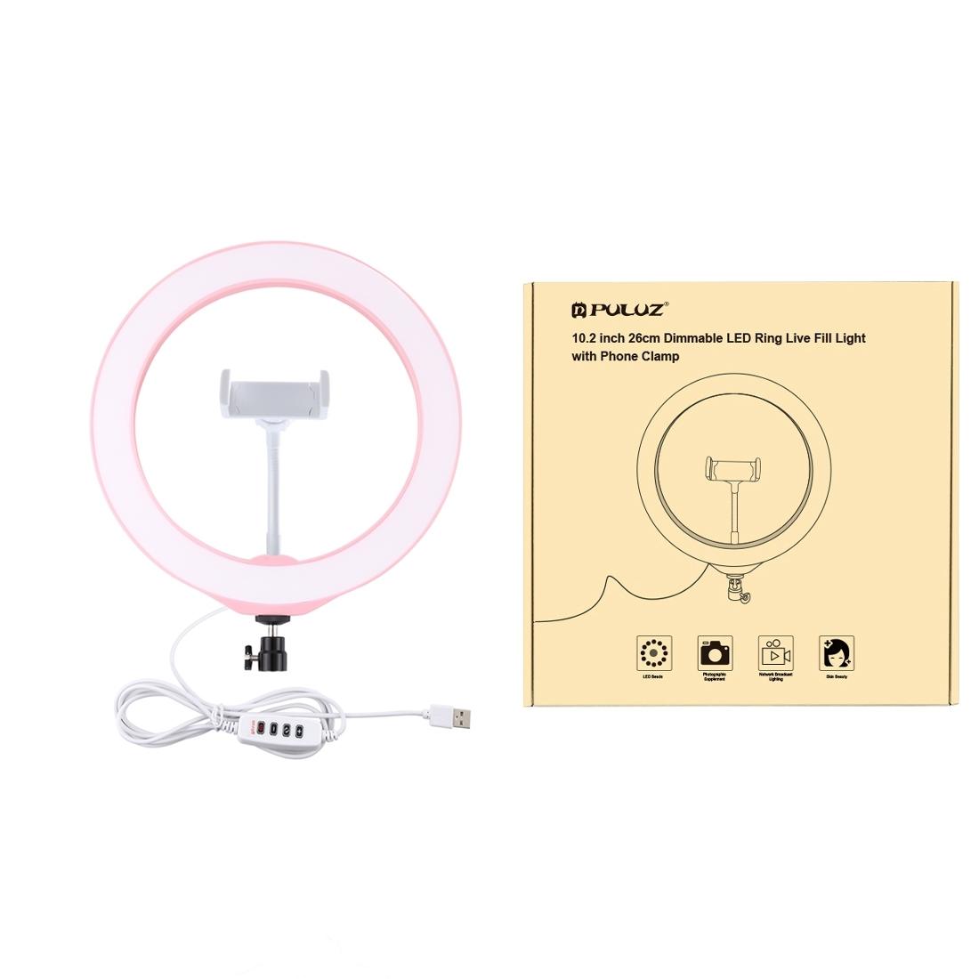26cm Dimmable Led Ring Light with Tripod and Phone Clamp - Black 9