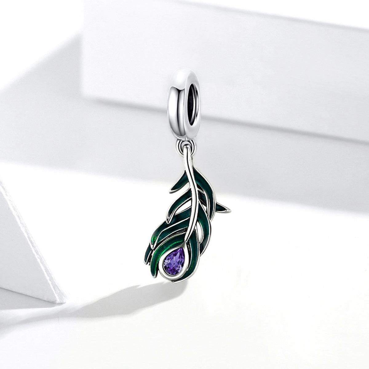 925 Sterling Silver Peacock Feather Pendant For Diy Bracelet Or Necklace 3