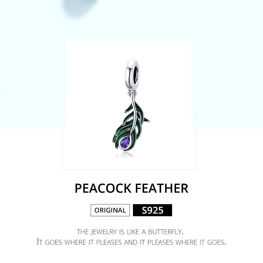 925 Sterling Silver Peacock Feather Pendant For Diy Bracelet Or Necklace 4