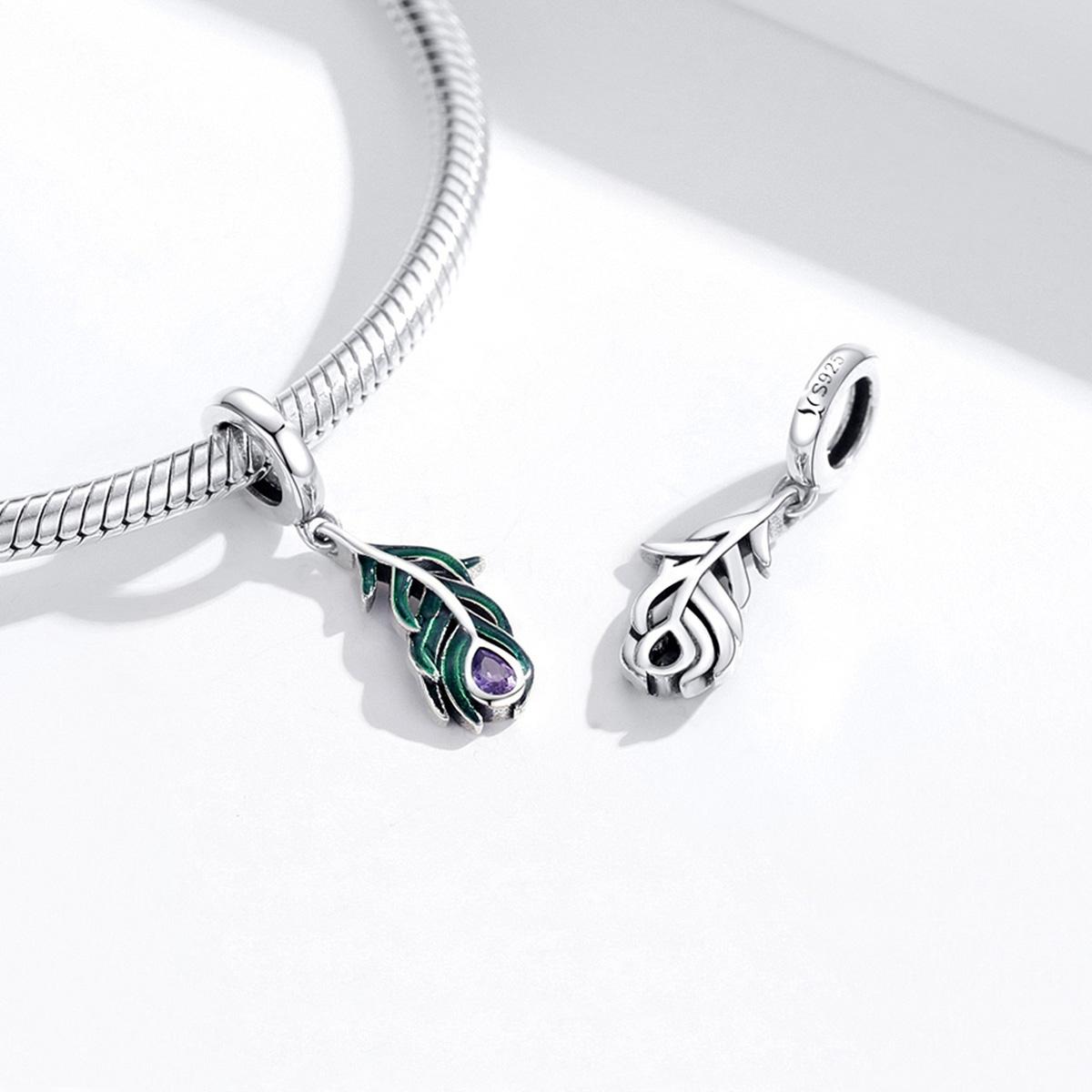 925 Sterling Silver Peacock Feather Pendant For Diy Bracelet Or Necklace 7