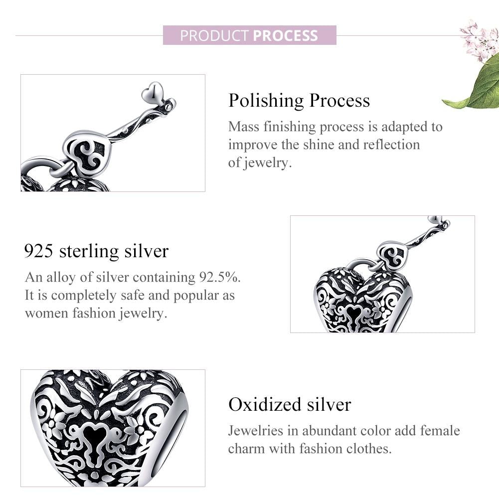 925 Sterling Silver Retro Heart Beaded Bracelet 5