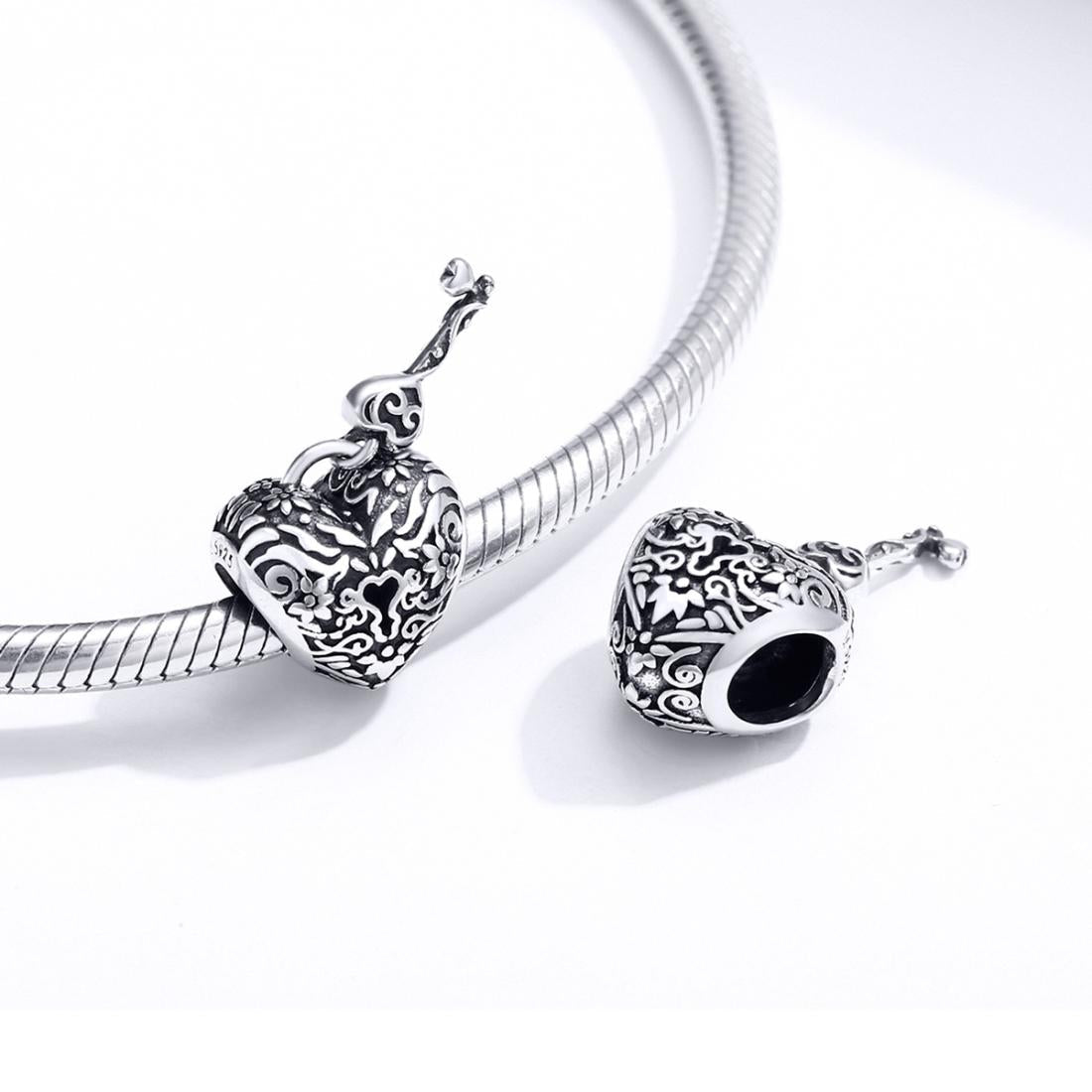 925 Sterling Silver Retro Heart Beaded Bracelet 7