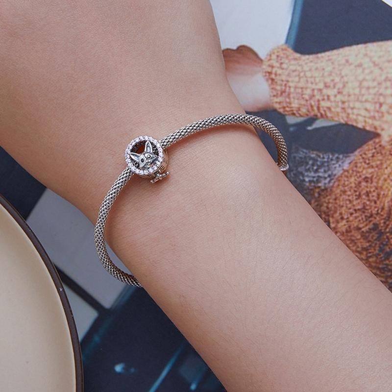 925 Sterling Silver Corgi Puppy Bracelet Beads 6