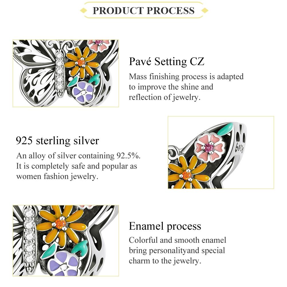 925 Sterling Silver Flower Butterfly Beads For Diy Bracelets & Necklaces 5