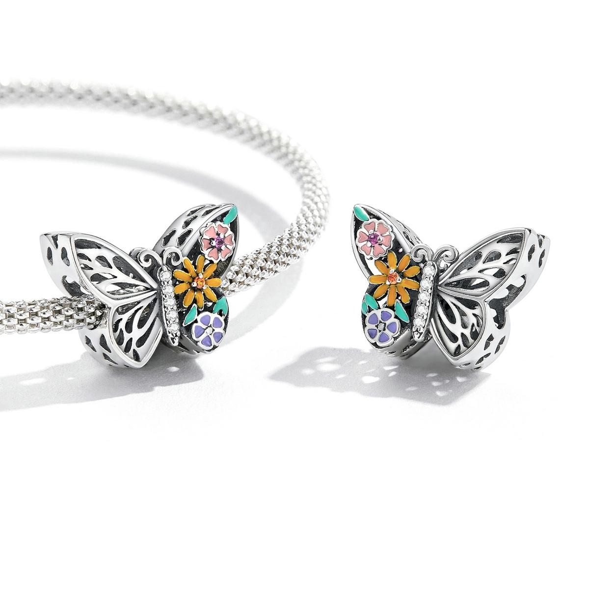 925 Sterling Silver Flower Butterfly Beads For Diy Bracelets & Necklaces 6