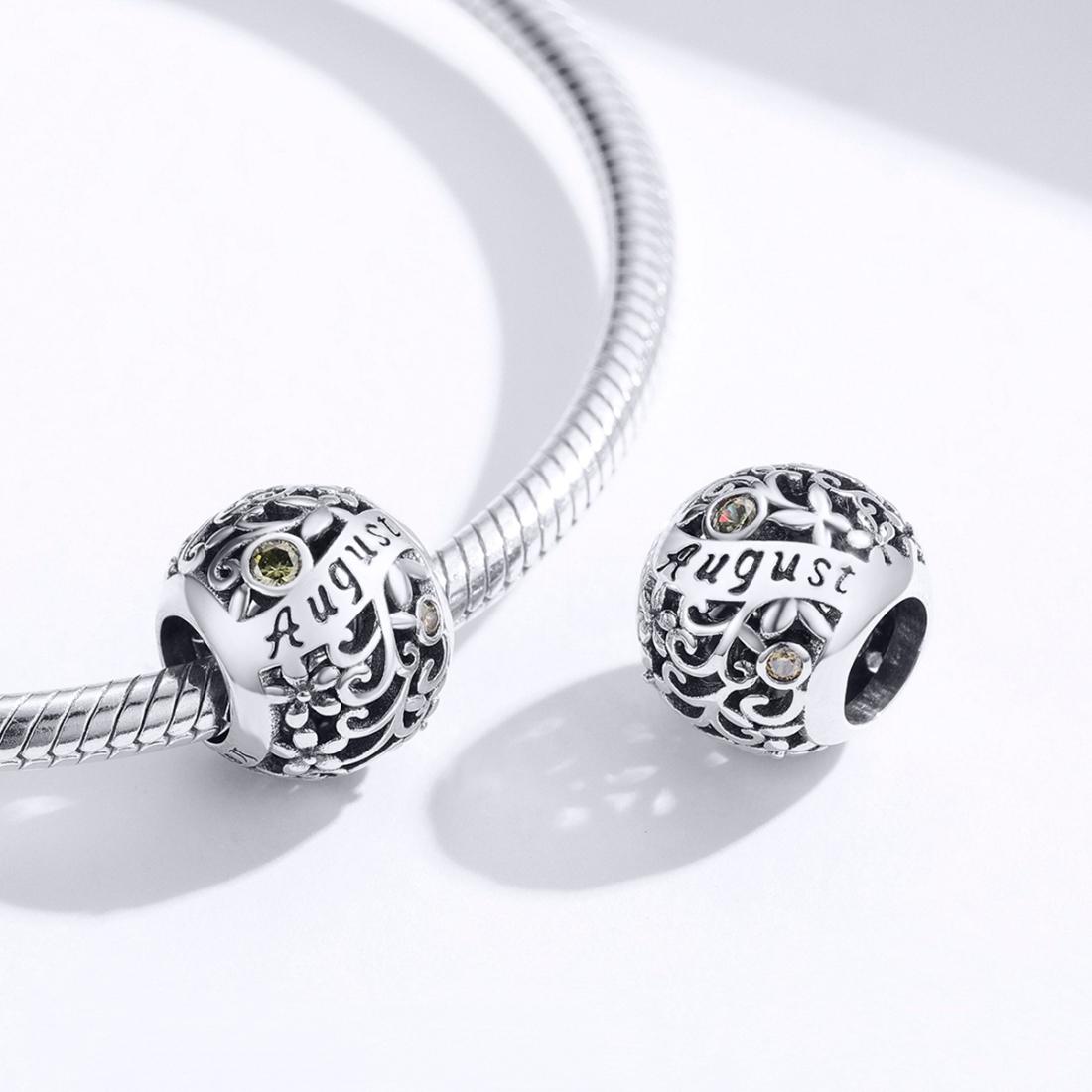 925 Sterling Silver Diy Birthstone Bracelet & Necklace Set August Style - August 4