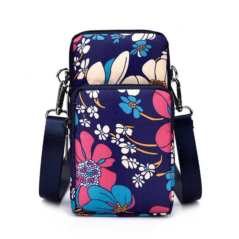 Animal Park Mini Crossbody Phone Wallet With Arm Band - Black Flower1 14