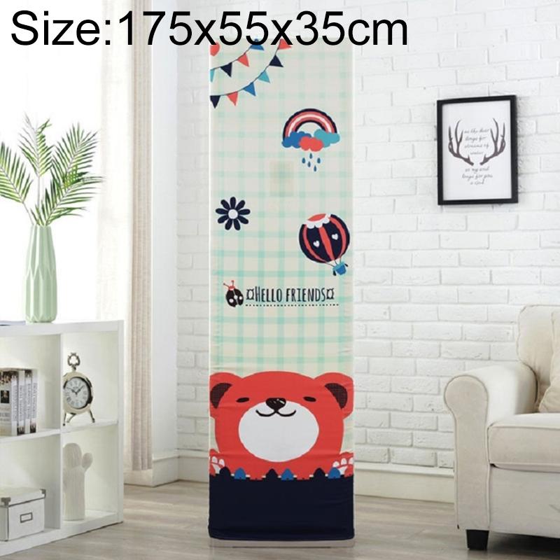 Vertical Cabinet Air Conditioning Dust Cover - All-inclusive Fabric - Dark Grid Bear - 175x55x35cm