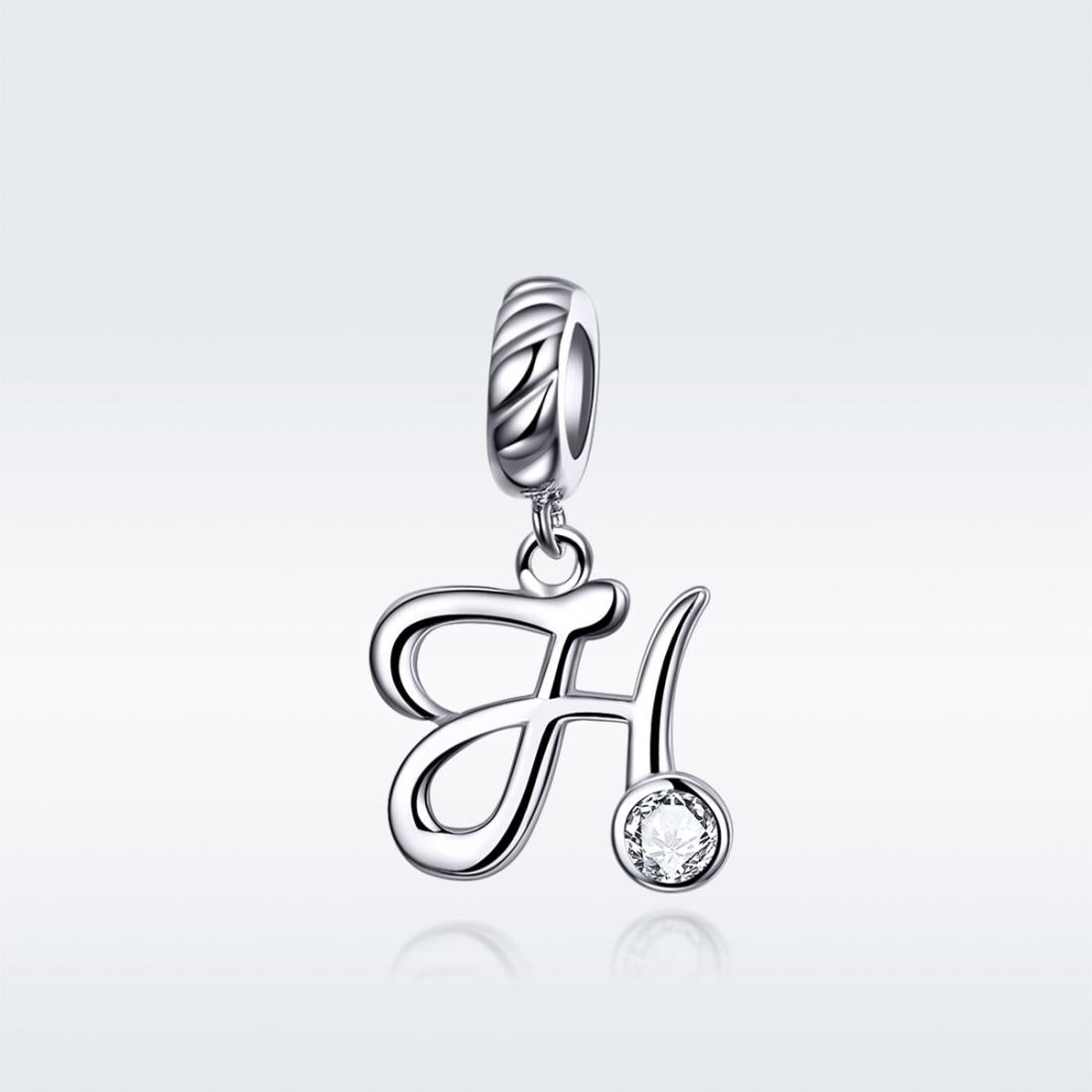 925 Sterling Silver Letter Pendant For Diy Bracelet Or Necklace Style - H 3