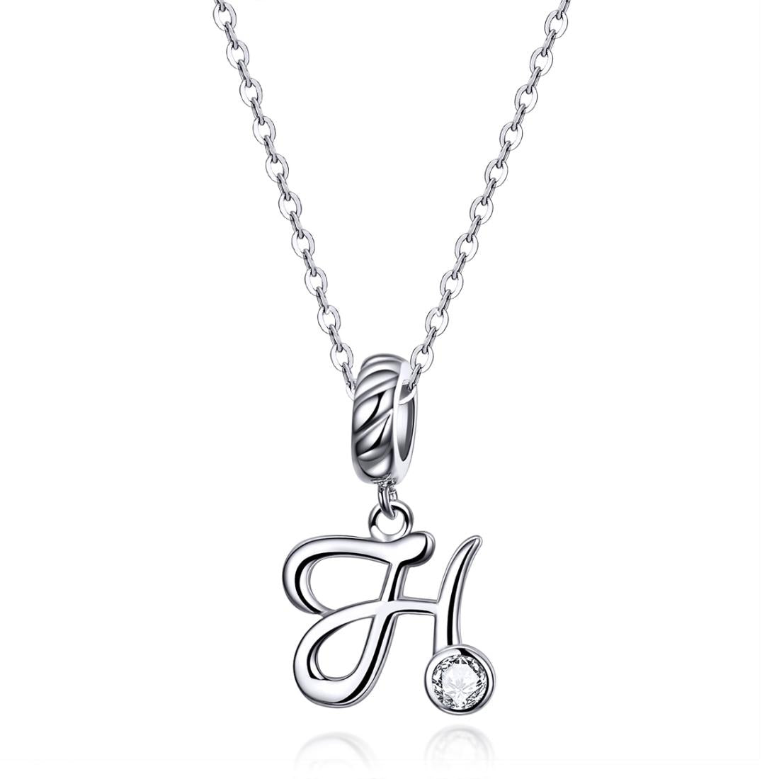 925 Sterling Silver Letter Pendant For Diy Bracelet Or Necklace Style - H 4