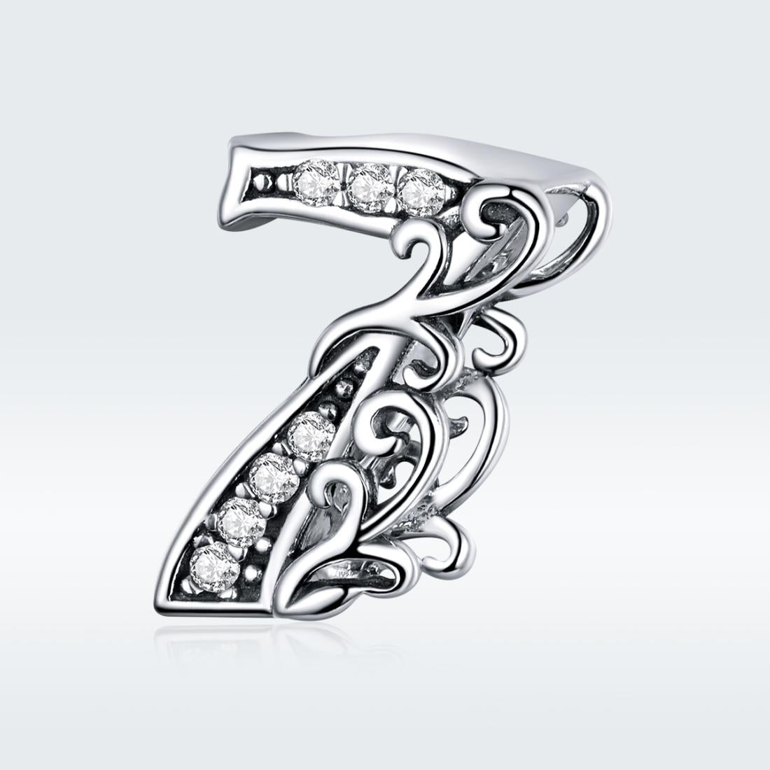925 Sterling Silver Relief Number Series 0 9 Beads For Diy Bracelets And Necklaces Style - 7 3