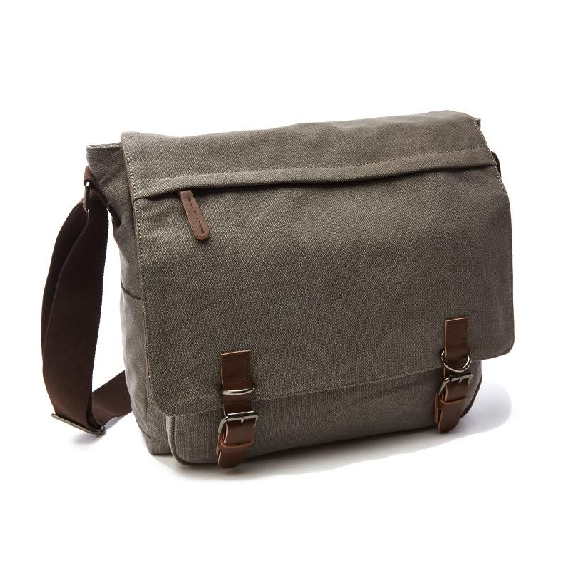 Gray Canvas Business Messenger Bag Large