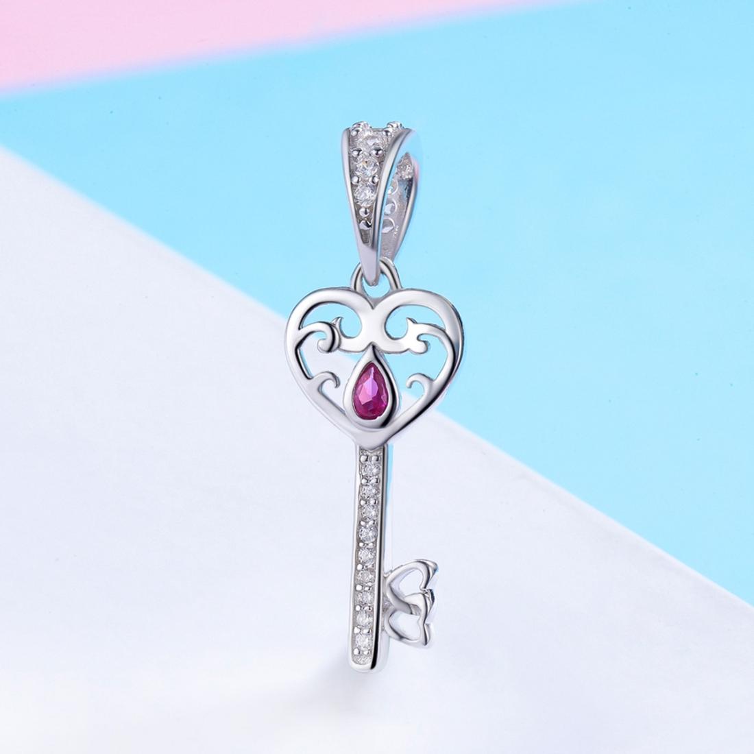 925 Sterling Silver Key Pendant For Happiness Charm 3