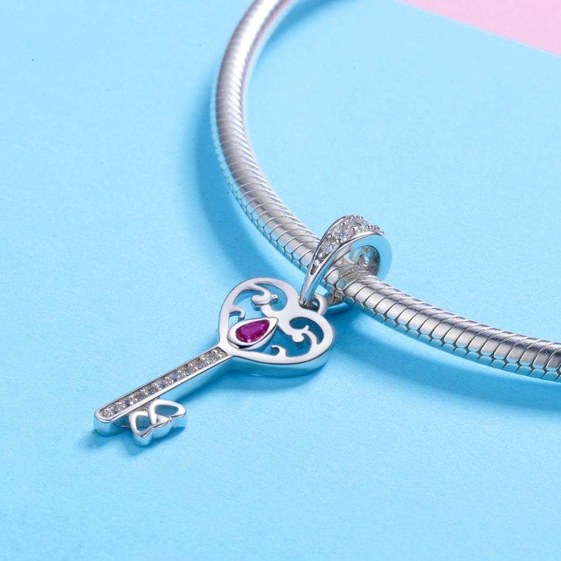 925 Sterling Silver Key Pendant For Happiness Charm 6