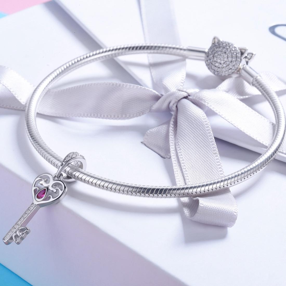 925 Sterling Silver Key Pendant For Happiness Charm 7