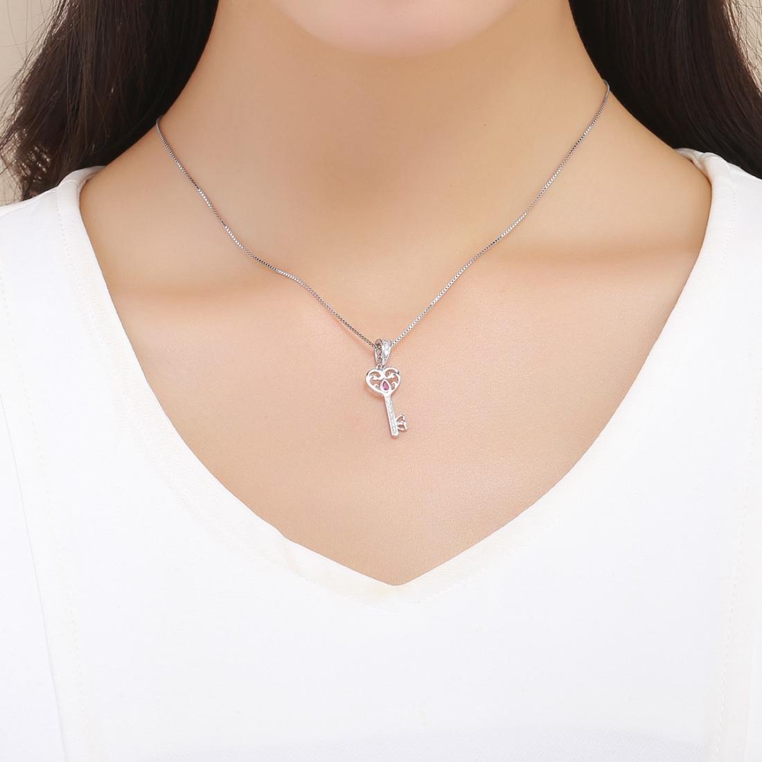 925 Sterling Silver Key Pendant For Happiness Charm 8