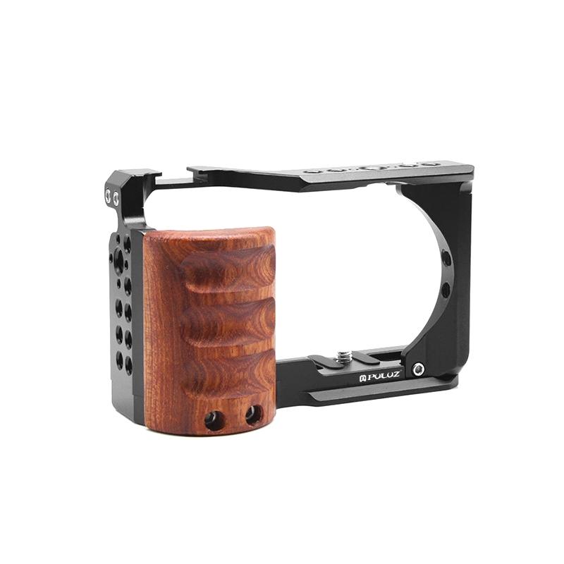 Camera Cage With Wood Handle And Metal Stabilizer Rig for Sony Zv-E10 3