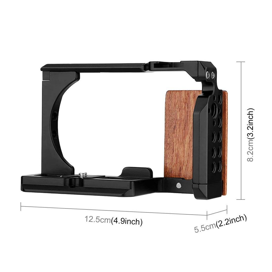 Camera Cage With Wood Handle And Metal Stabilizer Rig for Sony Zv-E10 4