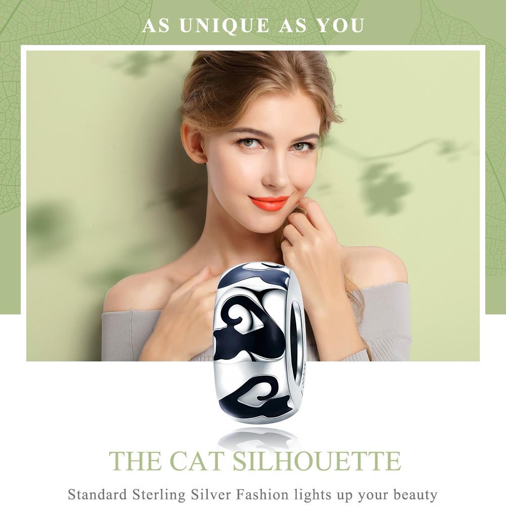 925 Sterling Silver Cat Silhouette Pendant For Diy Bracelets & Necklaces 4