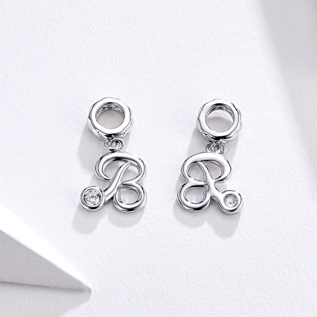 925 Sterling Silver Personalized Letter Pendant For Diy Bracelets & Necklaces Style - R 4