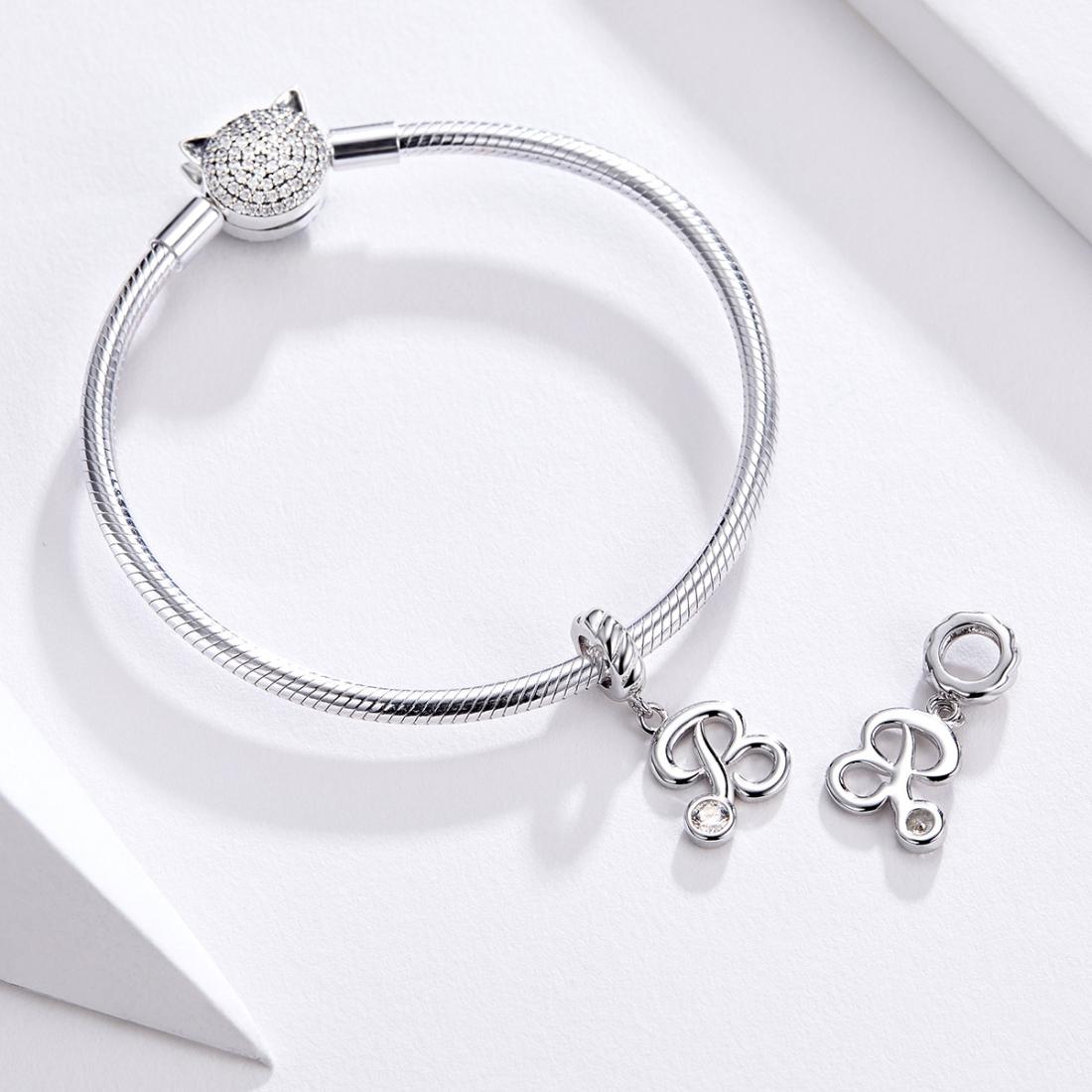 925 Sterling Silver Personalized Letter Pendant For Diy Bracelets & Necklaces Style - R 5