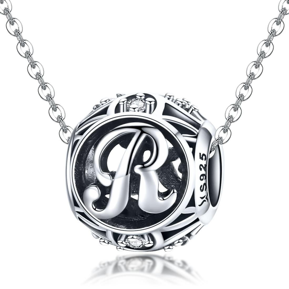 925 Sterling Silver 26 English Letter Beads For Diy Bracelets & Necklaces Style - R 4