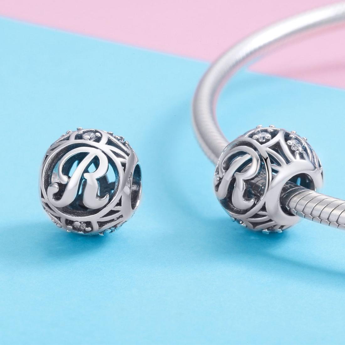 925 Sterling Silver 26 English Letter Beads For Diy Bracelets & Necklaces Style - R 5