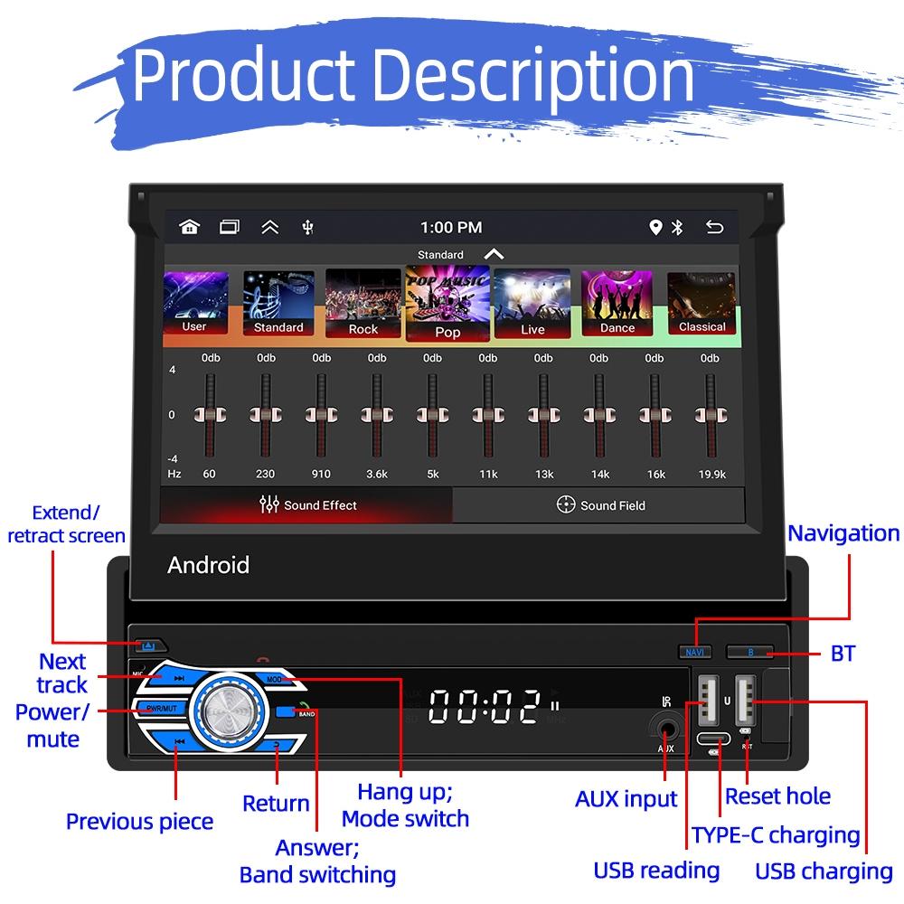 7 Inch Android Car Gps Navigation Bluetooth Stereo Radio Mirror Link Fm Wifi 8