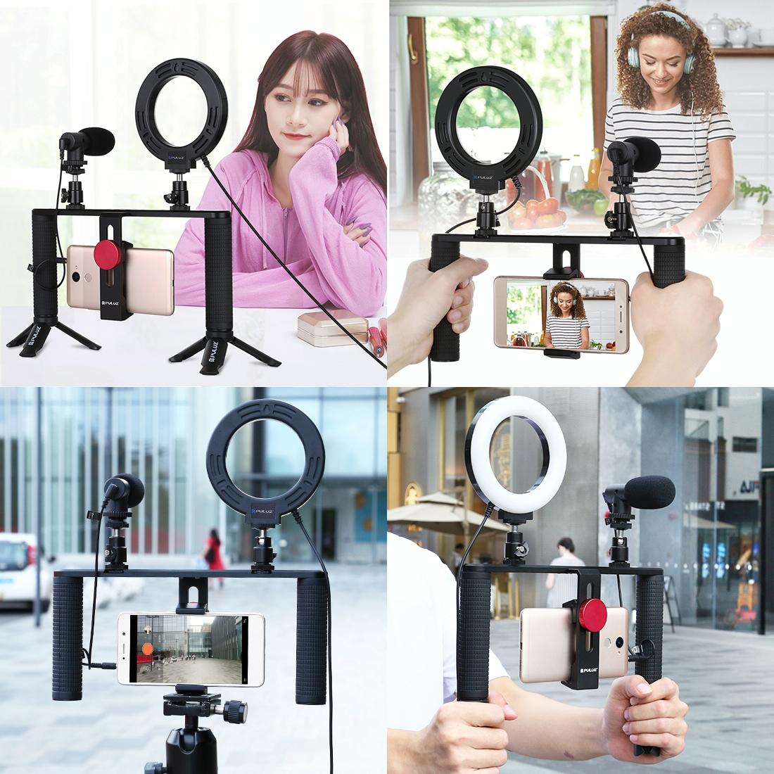 4-In-1 Vlogging Kit With 4.7 Ring Light Mic Tripod & Stabilizer 3