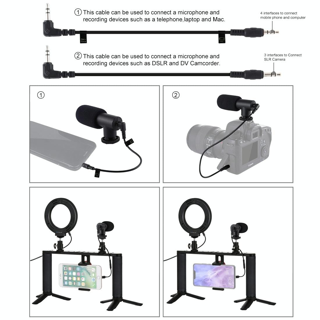 4-In-1 Vlogging Kit With 4.7 Ring Light Mic Tripod & Stabilizer 10