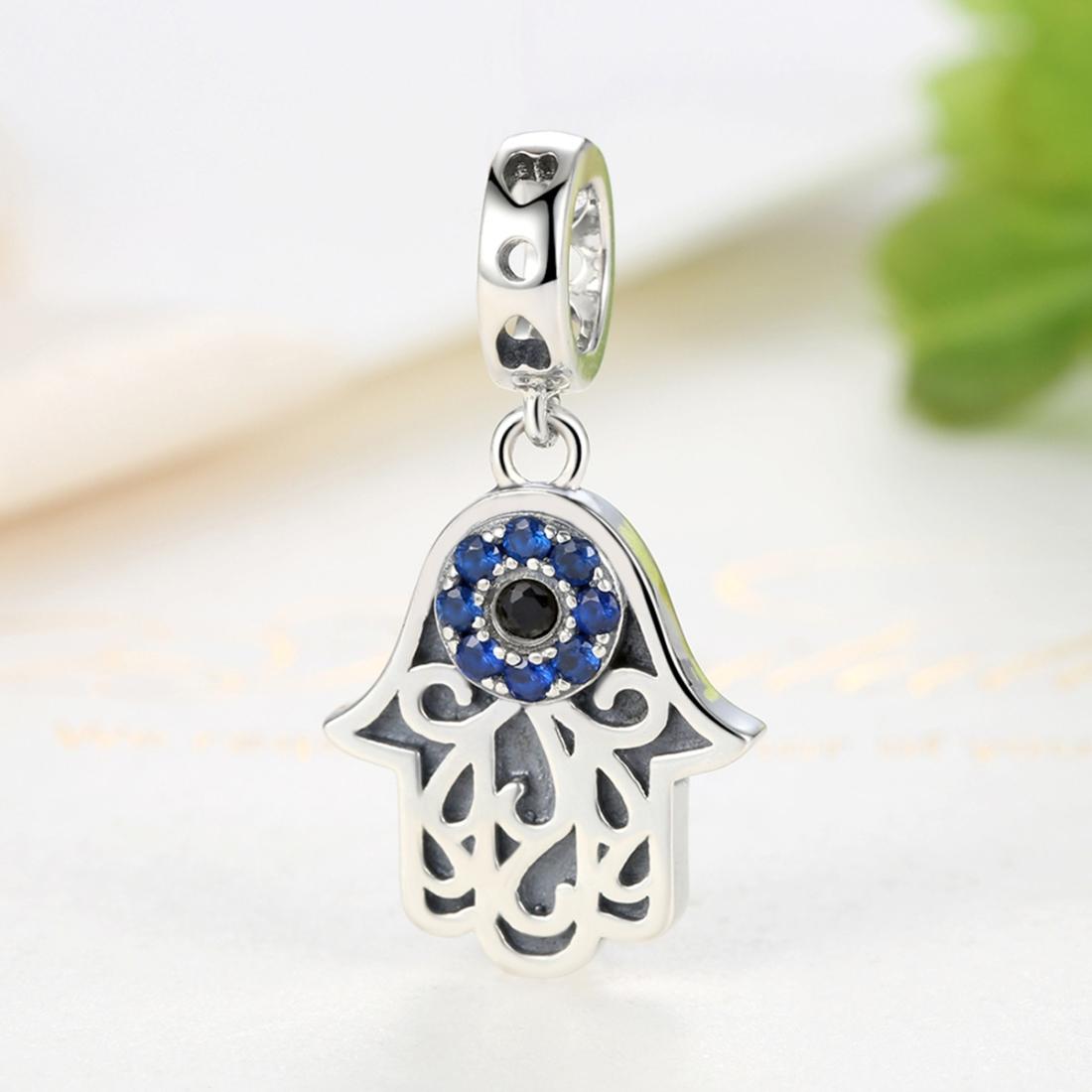925 Sterling Silver Evil Eye Hand Charm Unique Design 4